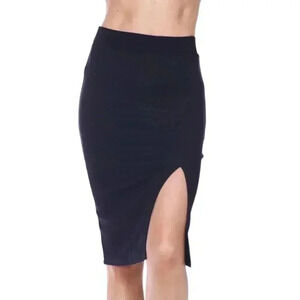Melow Pencil Skirt Navy  Blue Pull On Stretch Side Slit Women's size Extra Large